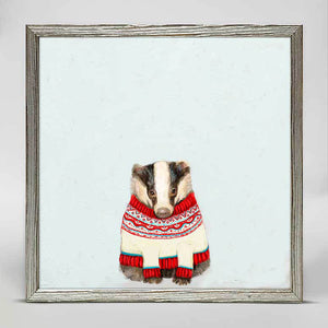 Holiday Collection - Fair Isle Badger Mini Framed Canvas-Mini Framed Canvas-Jack and Jill Boutique
