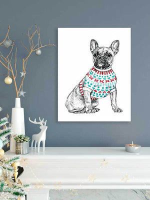 Holiday Collection - French Bulldog in a Christmas Jumper Wall Art-Wall Art-Jack and Jill Boutique