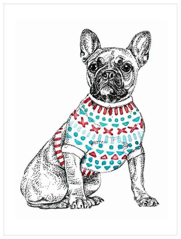Holiday Collection - French Bulldog in a Christmas Jumper Wall Art-Wall Art-Jack and Jill Boutique