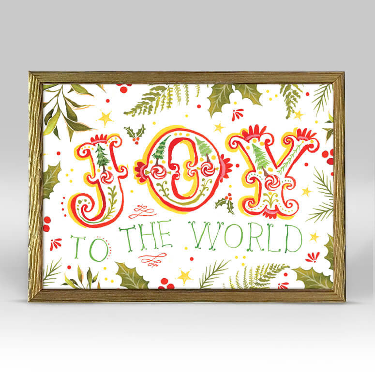 Holiday Collection - Joy To The World - Gold Mini Framed Canvas-Mini Framed Canvas-Jack and Jill Boutique