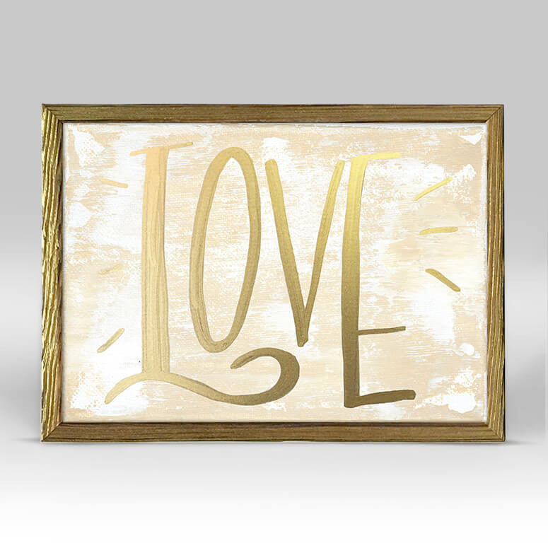 Holiday Collection - Love - Gold Mini Framed Canvas-Mini Framed Canvas-Jack and Jill Boutique
