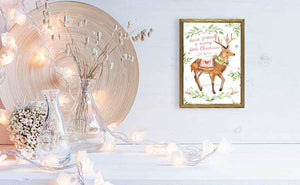 Holiday Collection - Merry Woodland Reindeer - Gold Mini Framed Canvas-Mini Framed Canvas-Jack and Jill Boutique