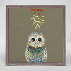 Holiday Collection - Owliday Mistletoe Mini Framed Canvas-Mini Framed Canvas-Jack and Jill Boutique