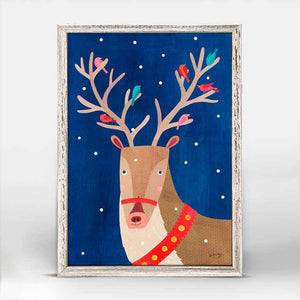 Holiday Collection - Reindeer And Birds Mini Framed Canvas-Mini Framed Canvas-Jack and Jill Boutique