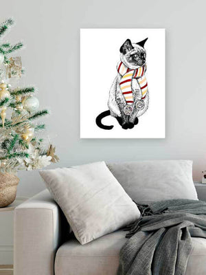 Holiday Collection - Siamese Cat in a Scarf Wall Art-Wall Art-Jack and Jill Boutique