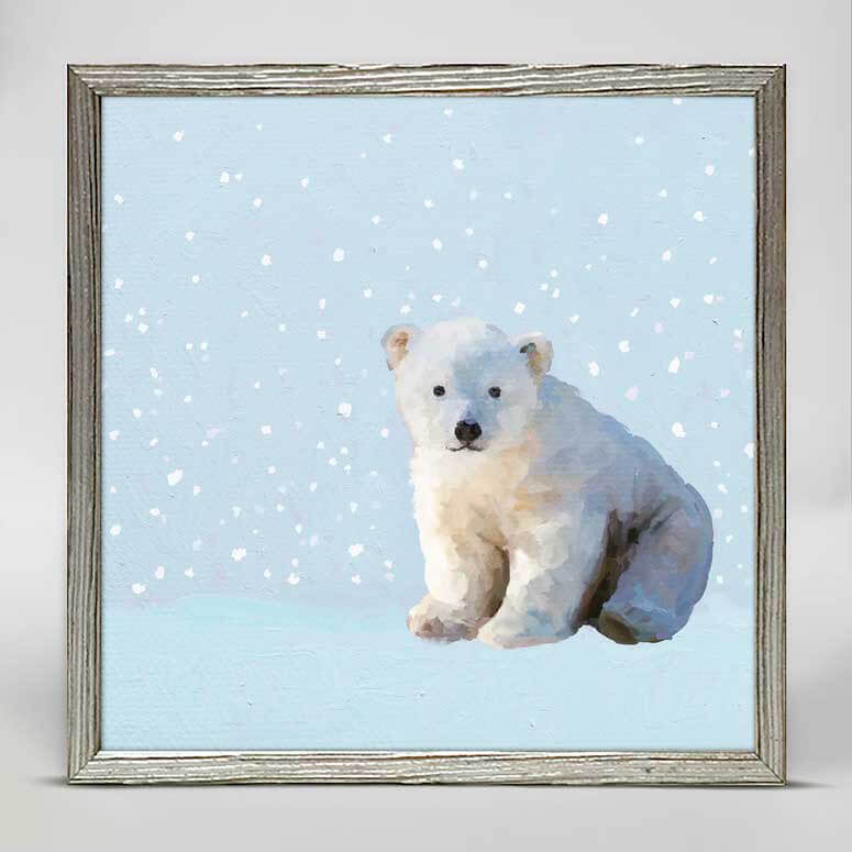 Holiday Collection - Snowy Polar Bear Cub Mini Framed Canvas-Mini Framed Canvas-Jack and Jill Boutique