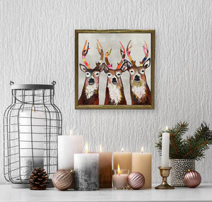 Holiday - Designer Deer Embellished Mini Framed Canvas-Mini Framed Canvas-Jack and Jill Boutique