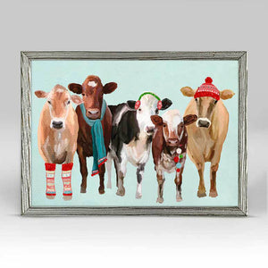 Holiday - Festive Cow Club Embellished Mini Framed Canvas-Mini Framed Canvas-Jack and Jill Boutique