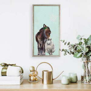 Holiday - Festive Donkey and Sheep Embellished Mini Framed Canvas-Mini Framed Canvas-Jack and Jill Boutique