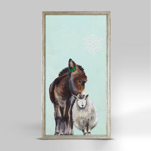 Holiday - Festive Donkey and Sheep Embellished Mini Framed Canvas-Mini Framed Canvas-Jack and Jill Boutique