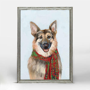 Holiday - Festive German Shepherd Embellished Mini Framed Canvas-Mini Framed Canvas-Jack and Jill Boutique