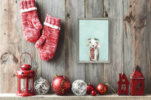 Holiday - Festive Goat Embellished Mini Framed Canvas-Mini Framed Canvas-Jack and Jill Boutique