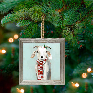 Holiday - Festive Goat Embellished Wooden Framed Ornament-ornaments-Jack and Jill Boutique