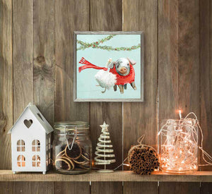 Holiday - Festive Goose And Pig Pals Embellished Mini Framed Canvas-Mini Framed Canvas-Jack and Jill Boutique