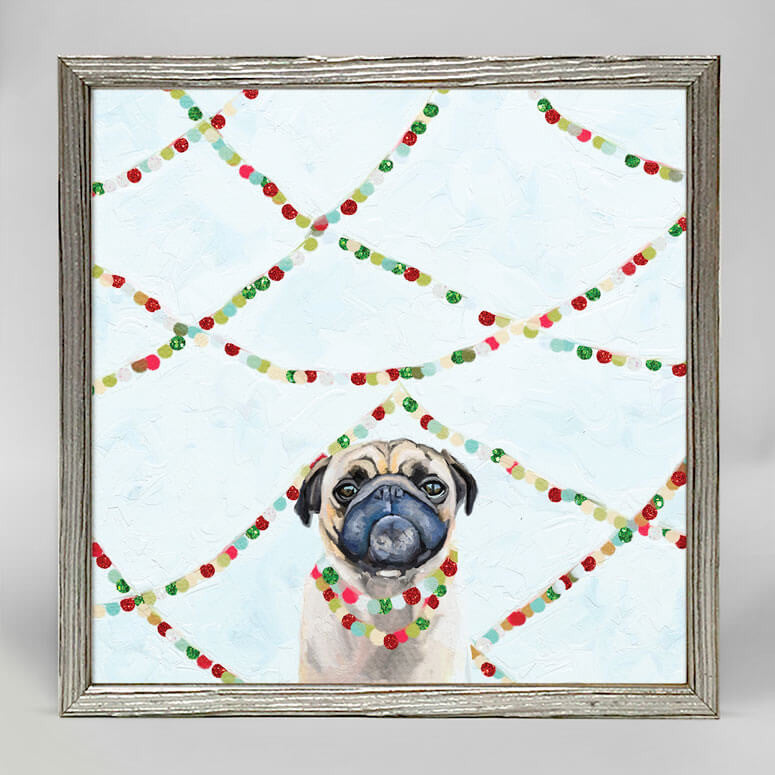 Holiday - Festive Party Pug Embellished Mini Framed Canvas-Mini Framed Canvas-Jack and Jill Boutique