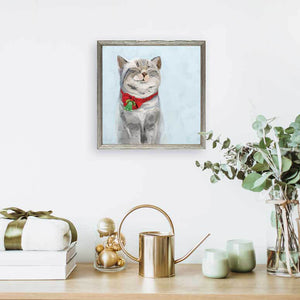 Holiday - Festive Tabby Embellished Mini Framed Canvas-Mini Framed Canvas-Jack and Jill Boutique