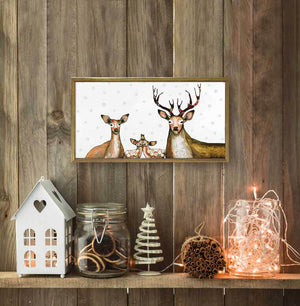 Holiday - Flower Deer Family Embellished Mini Framed Canvas-Mini Framed Canvas-Jack and Jill Boutique
