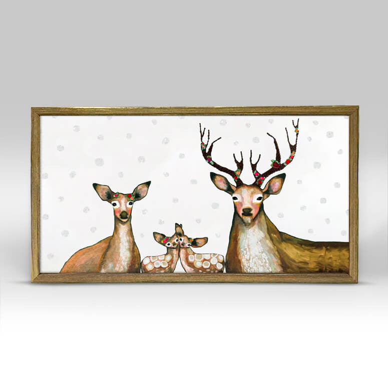 Holiday - Flower Deer Family Embellished Mini Framed Canvas-Mini Framed Canvas-Jack and Jill Boutique