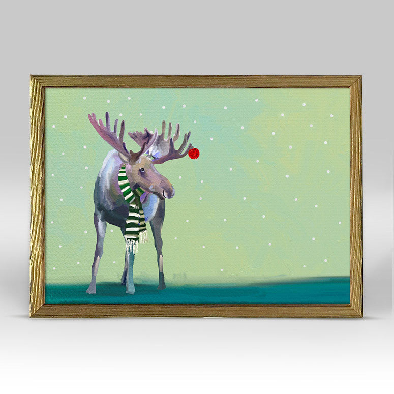 Holiday - Wondrous Moose In The Snow Embellished Mini Framed Canvas-Mini Framed Canvas-Jack and Jill Boutique