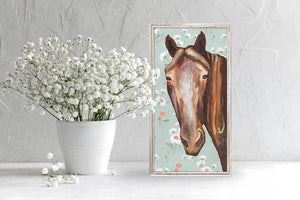 Horse - Floral Mini Framed Canvas-Mini Framed Canvas-Jack and Jill Boutique