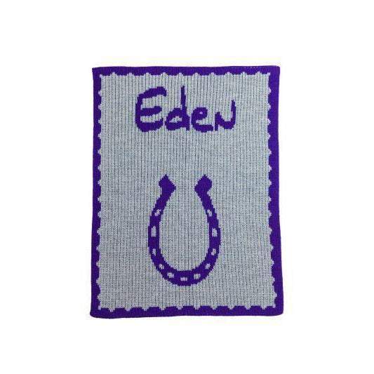 Horseshoe Personalized Stroller Blanket or Baby Blanket-Blankets-Jack and Jill Boutique