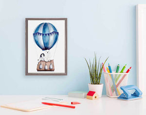 Hot Air Balloon Ride - Blue Mini Framed Canvas-Mini Framed Canvas-Jack and Jill Boutique