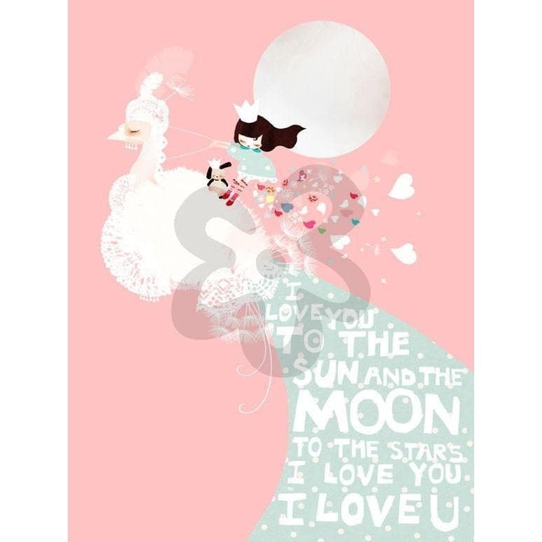 I Love You To the Sun And The Moon - Pink-Canvas Wall Art-Jack and Jill Boutique