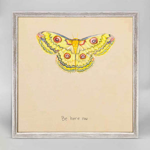 Inspirational Moths - Be Here Now Mini Framed Canvas-Mini Framed Canvas-Jack and Jill Boutique