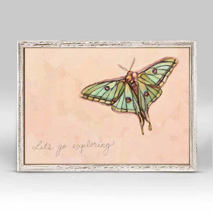 Inspirational Moths - Let's Go Exploring Mini Framed Canvas-Mini Framed Canvas-Jack and Jill Boutique