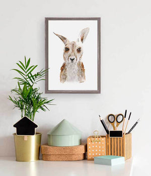 Kangaroo Portrait - Mini Framed Canvas-Mini Framed Canvas-Jack and Jill Boutique