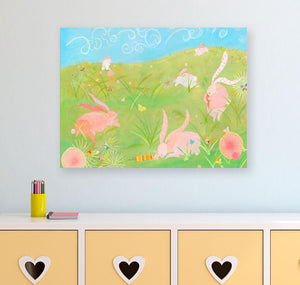Kimono Rabbits Wall Art-Wall Art-24x18 Canvas-Jack and Jill Boutique