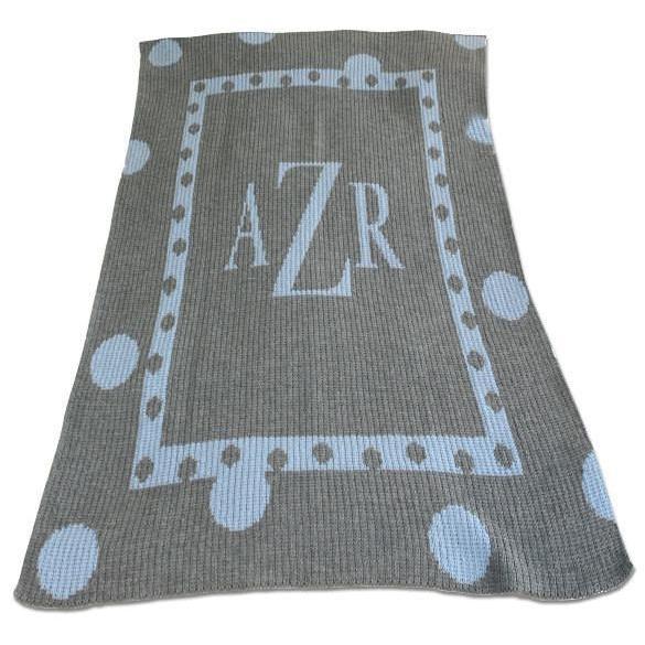 Large Polka Dot Monogram Personalized Stroller Blanket or Baby Blanket-Blankets-Jack and Jill Boutique