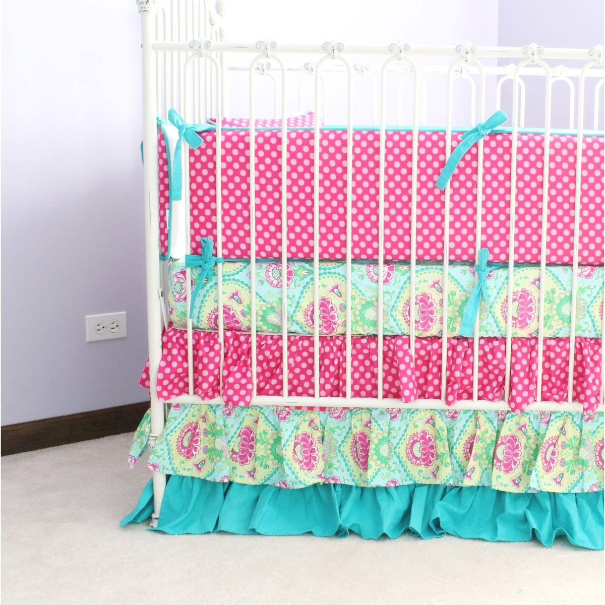 Lavinia Aqua Ruffled Crib Baby Bedding Set-Crib Bedding Set-Jack and Jill Boutique