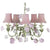 Eleanor Leaf and Flower Pink and Green Five-Light Mini Chandelier with Glass Bead on Fabric Pink Chandelier Shades-Chandeliers-Jack and Jill Boutique