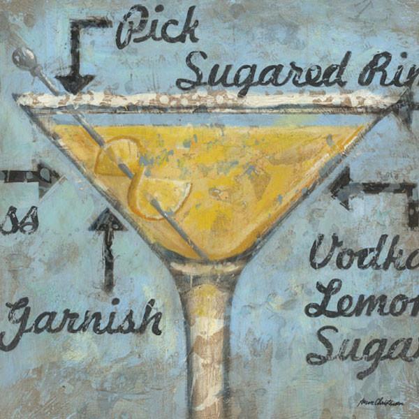 Lemon Drop Recipe | Happy Hour Art Collection | Canvas Art Prints-Canvas Wall Art-Jack and Jill Boutique