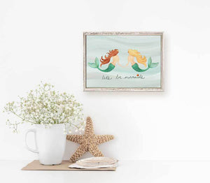 Let's Be Mermaids - Mini Framed Canvas-Mini Framed Canvas-Jack and Jill Boutique