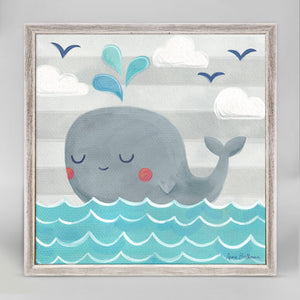 Let's Set Sail - Whale Mini Framed Canvas-Mini Framed Canvas-Jack and Jill Boutique