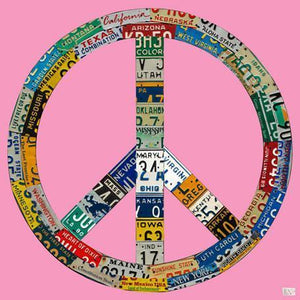 License Plate Peace - Pink | Canvas Wall Art-Canvas Wall Art-Jack and Jill Boutique