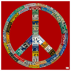 License Plate Peace - Red Wall Art-Wall Art-Jack and Jill Boutique
