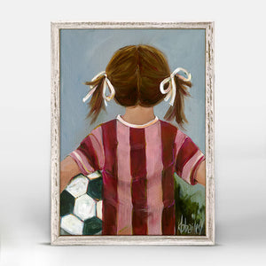 Lil' Soccer Star - Girl Mini Framed Canvas-Mini Framed Canvas-Jack and Jill Boutique
