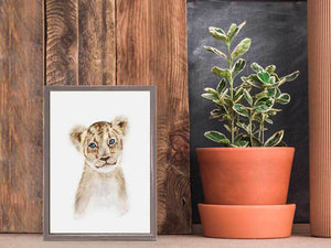 Lion Cub Portrait - Mini Framed Canvas-Mini Framed Canvas-Jack and Jill Boutique