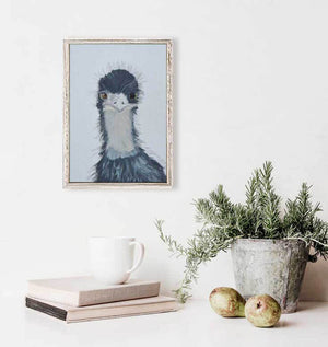 Little Emu Portrait - Mini Framed Canvas-Mini Framed Canvas-Jack and Jill Boutique