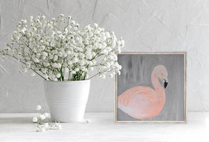 Little Flamingo Portrait - Mini Framed Canvas-Mini Framed Canvas-Jack and Jill Boutique