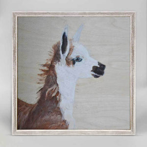 Little Llama Portrait - Mini Framed Canvas-Mini Framed Canvas-Jack and Jill Boutique