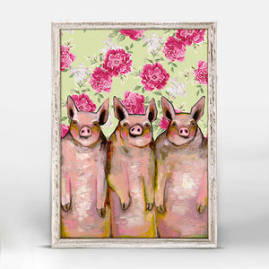 Little Piggies - Floral Mini Framed Canvas-Mini Framed Canvas-Jack and Jill Boutique