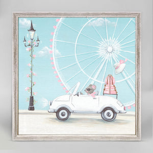 Little White Convertible - Mini Framed Canvas-Mini Framed Canvas-Jack and Jill Boutique