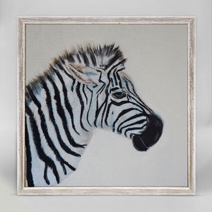 Little Zebra Portrait - Mini Framed Canvas-Mini Framed Canvas-Jack and Jill Boutique