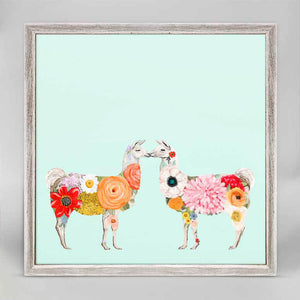 Llama Flower Girls - Mini Framed Canvas-Mini Framed Canvas-Jack and Jill Boutique
