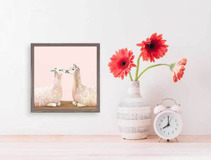 Llama Kisses - Mini Framed Canvas-Mini Framed Canvas-Jack and Jill Boutique