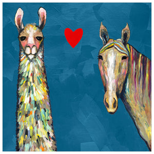 Llama Loves Horse - Blue Wall Art-Wall Art-Jack and Jill Boutique